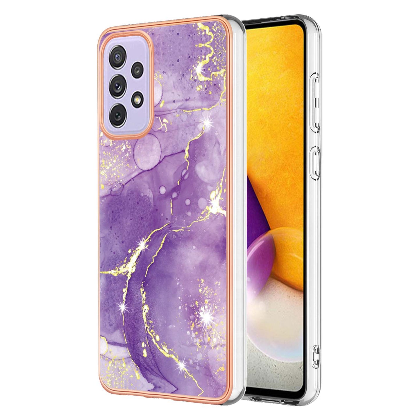 YB IMD Series-2 Phone Case for Samsung Galaxy A13 4G, IMD Marble Pattern Electroplating Frame TPU Cover