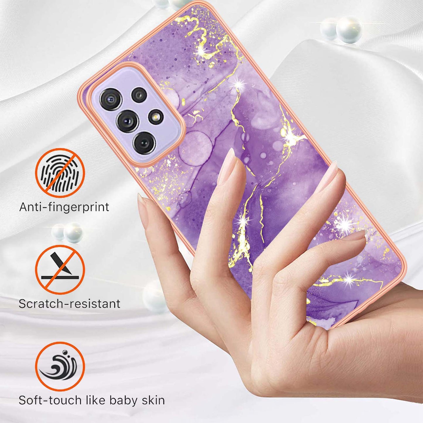 YB IMD Series-2 Phone Case for Samsung Galaxy A13 4G, IMD Marble Pattern Electroplating Frame TPU Cover
