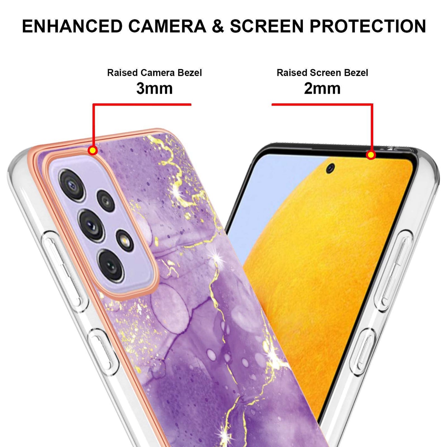 YB IMD Series-2 Phone Case for Samsung Galaxy A13 4G, IMD Marble Pattern Electroplating Frame TPU Cover