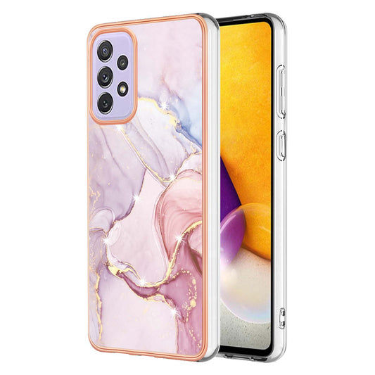 YB IMD Series-2 Phone Case for Samsung Galaxy A13 4G, IMD Marble Pattern Electroplating Frame TPU Cover