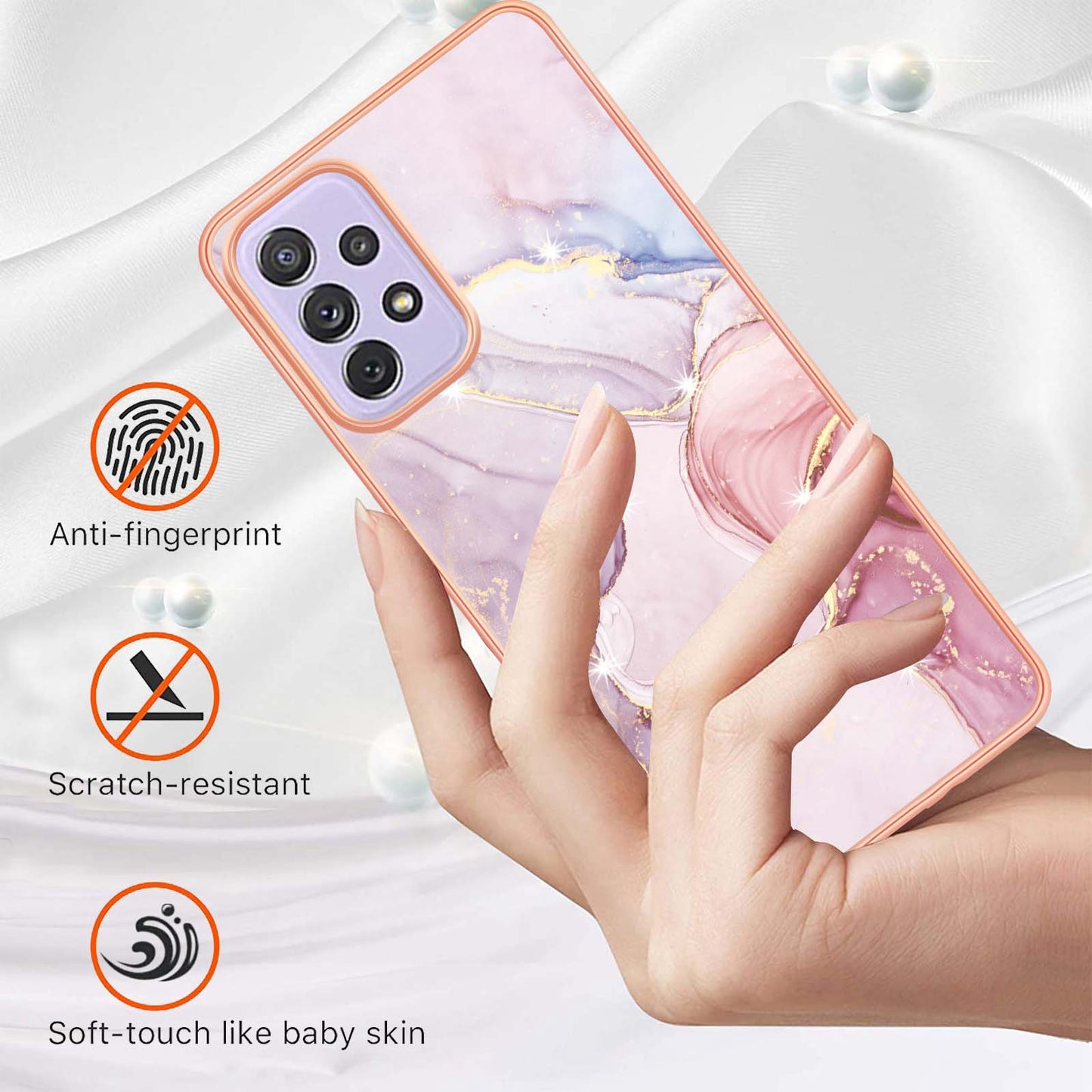 YB IMD Series-2 Phone Case for Samsung Galaxy A13 4G, IMD Marble Pattern Electroplating Frame TPU Cover