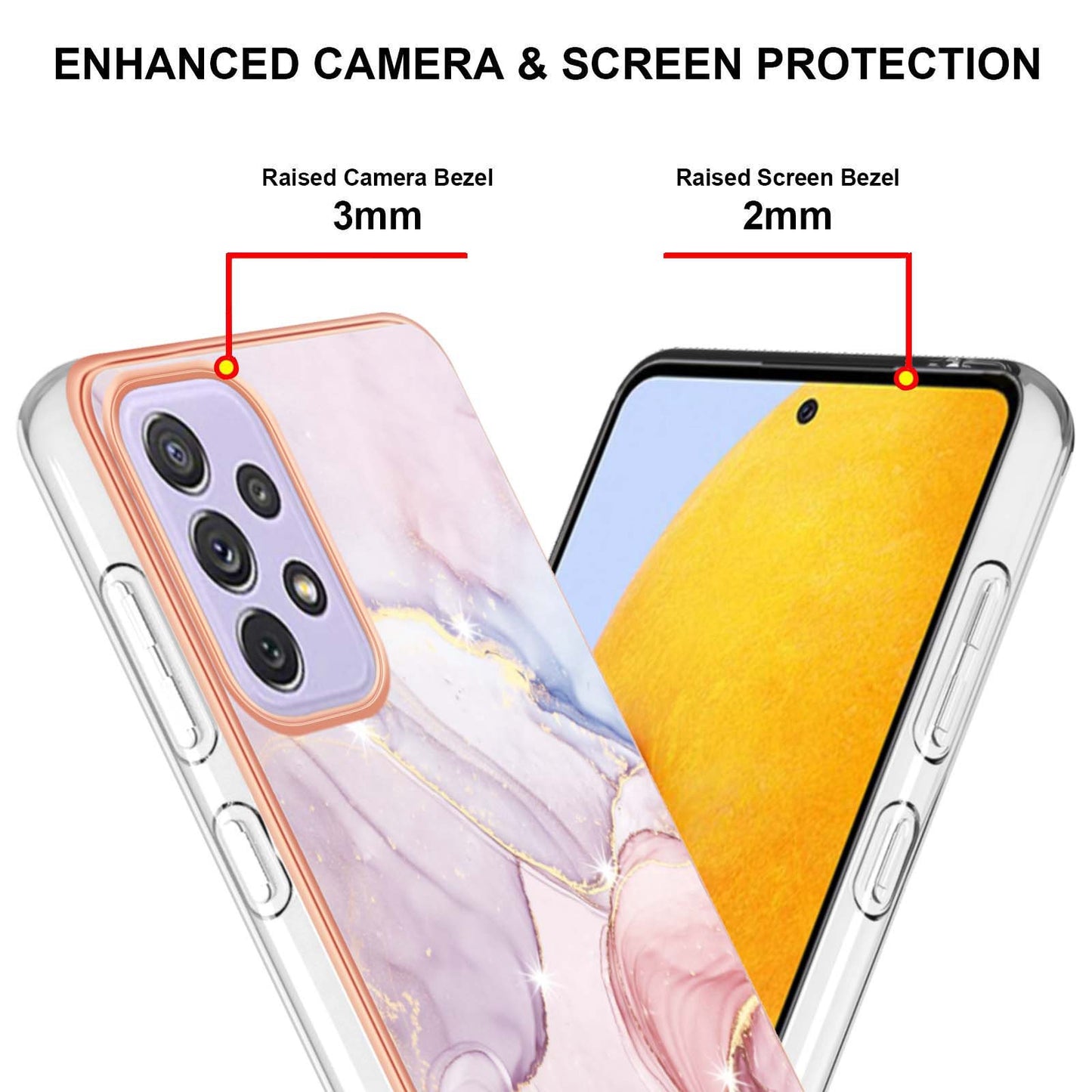YB IMD Series-2 Phone Case for Samsung Galaxy A13 4G, IMD Marble Pattern Electroplating Frame TPU Cover