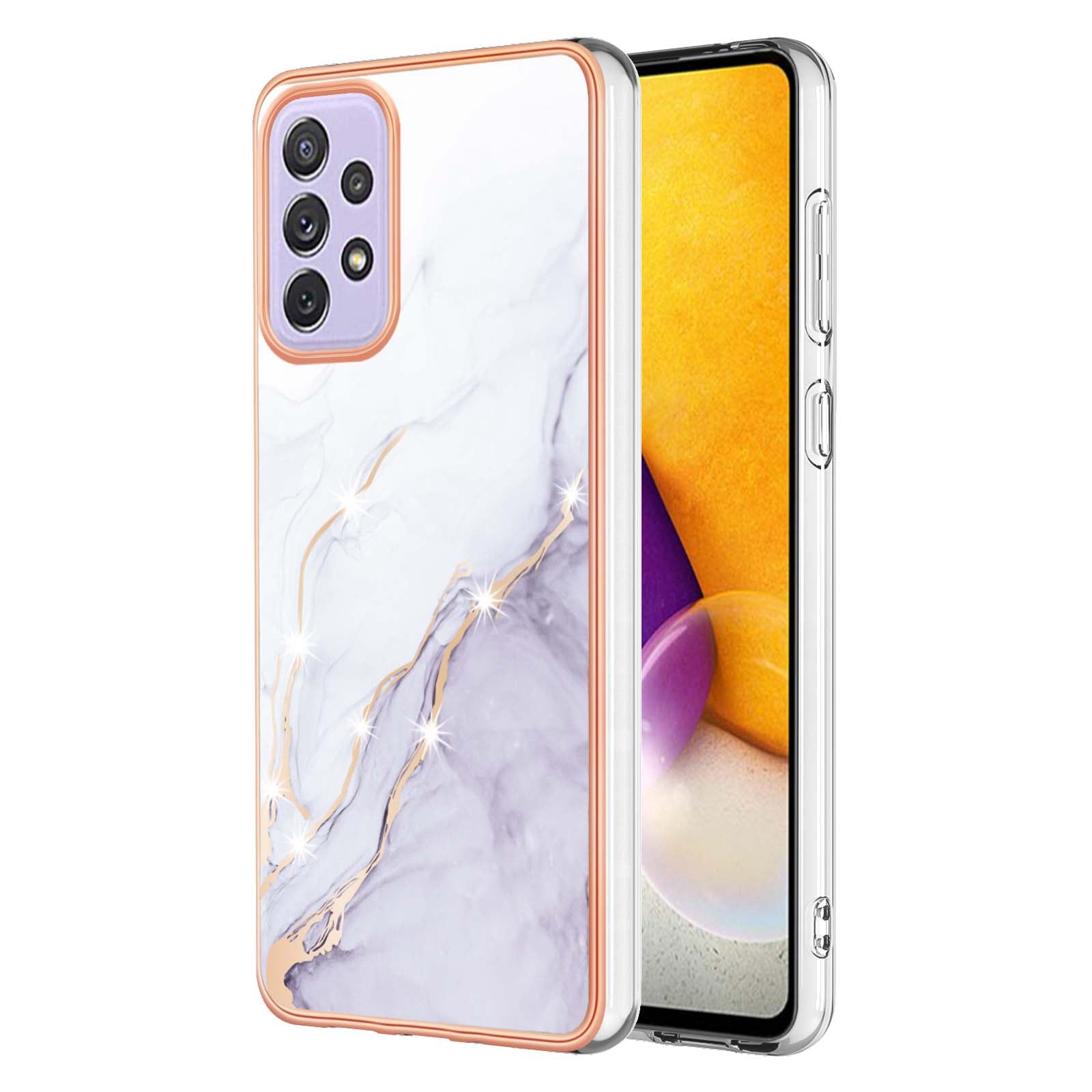 YB IMD Series-2 Phone Case for Samsung Galaxy A13 4G, IMD Marble Pattern Electroplating Frame TPU Cover