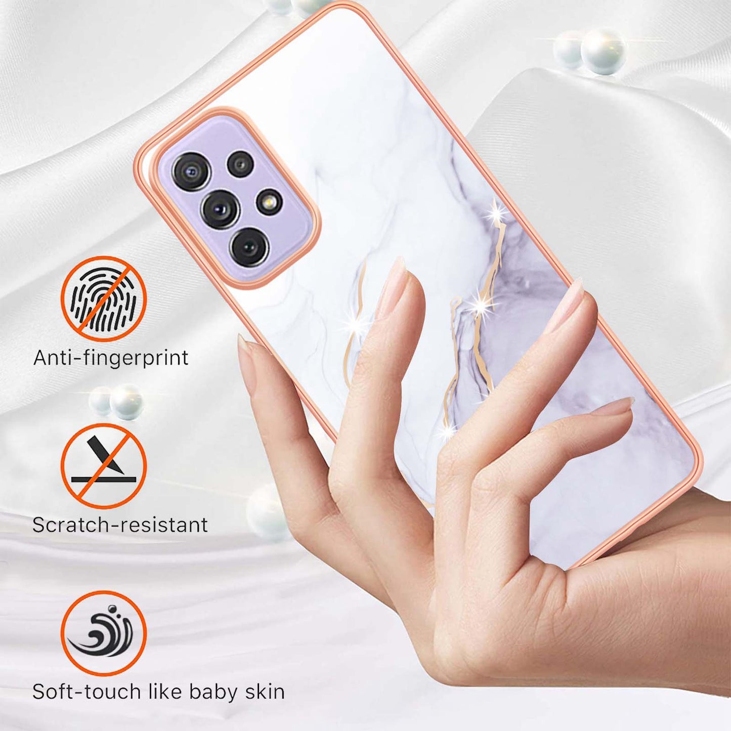 YB IMD Series-2 Phone Case for Samsung Galaxy A13 4G, IMD Marble Pattern Electroplating Frame TPU Cover