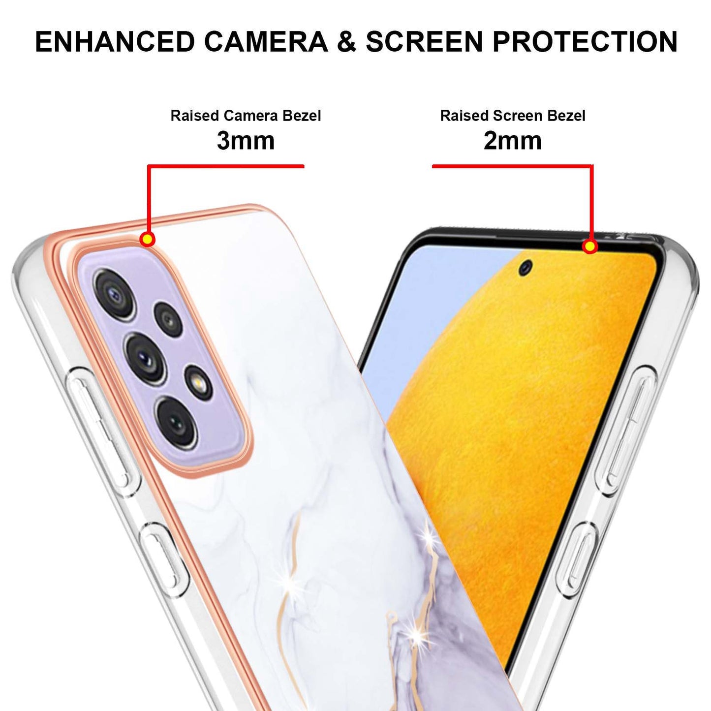 YB IMD Series-2 Phone Case for Samsung Galaxy A13 4G, IMD Marble Pattern Electroplating Frame TPU Cover