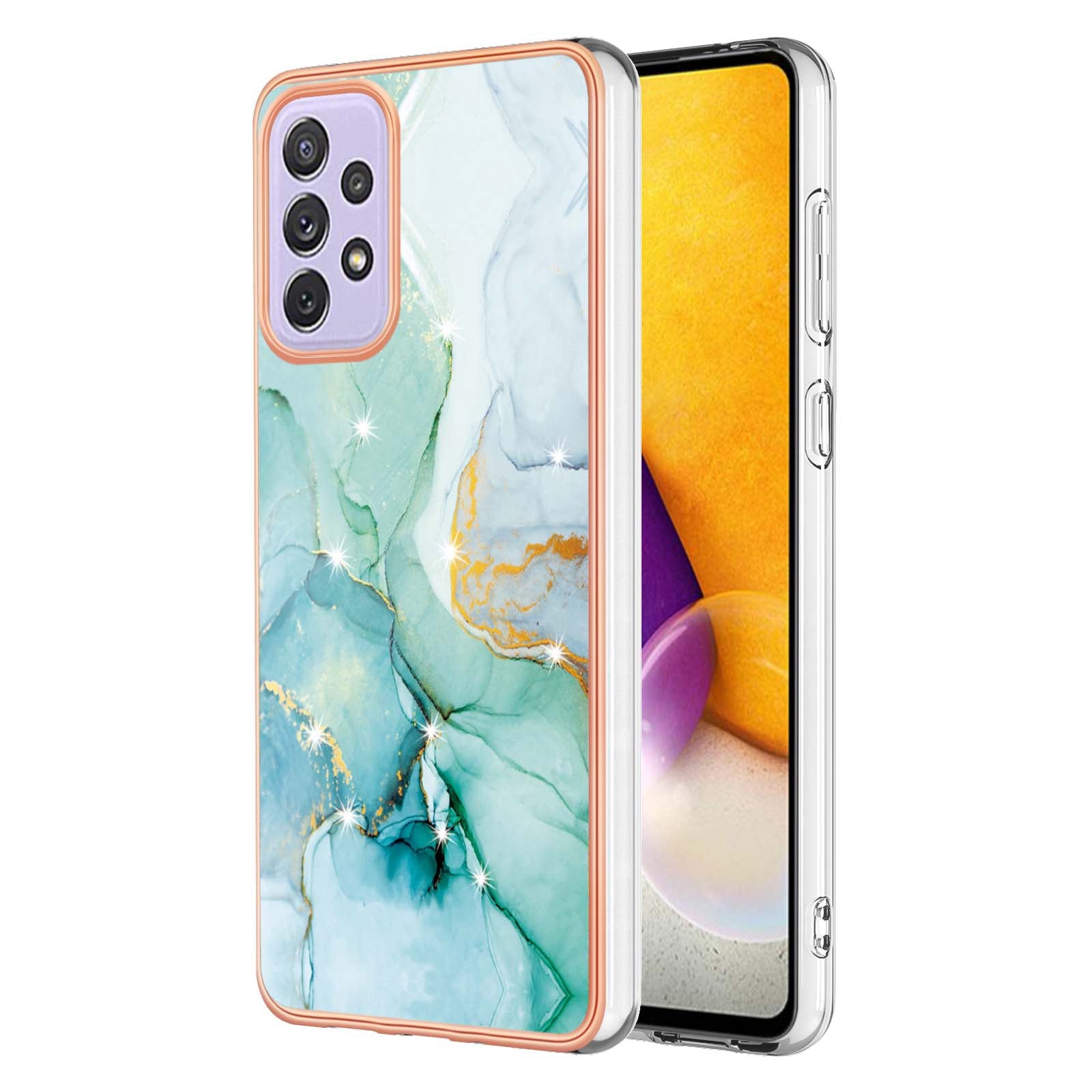 YB IMD Series-2 Phone Case for Samsung Galaxy A13 4G, IMD Marble Pattern Electroplating Frame TPU Cover