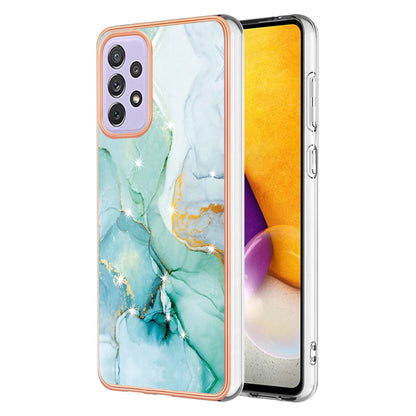 YB IMD Series-2 Phone Case for Samsung Galaxy A13 4G, IMD Marble Pattern Electroplating Frame TPU Cover