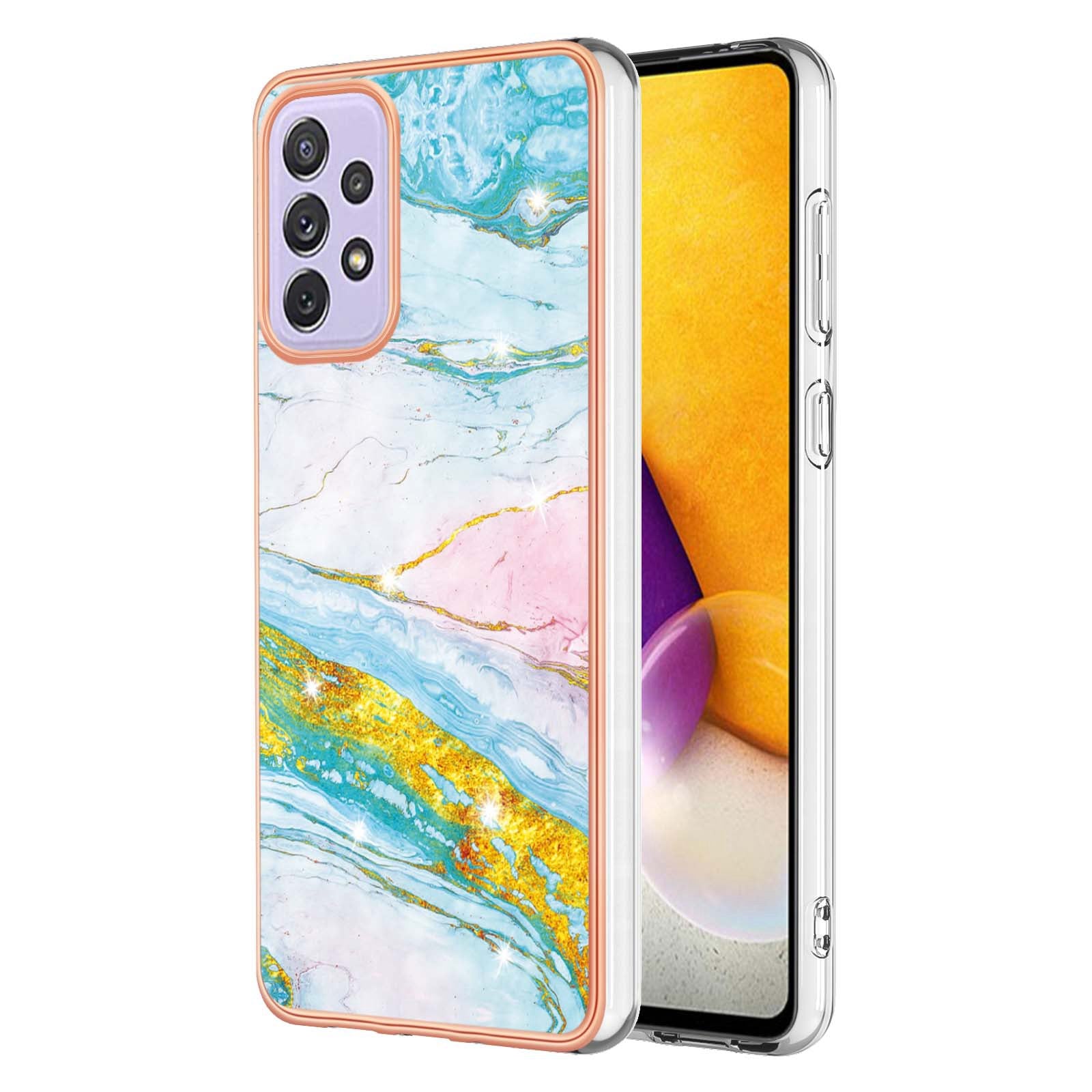 YB IMD Series-2 Phone Case for Samsung Galaxy A13 4G, IMD Marble Pattern Electroplating Frame TPU Cover
