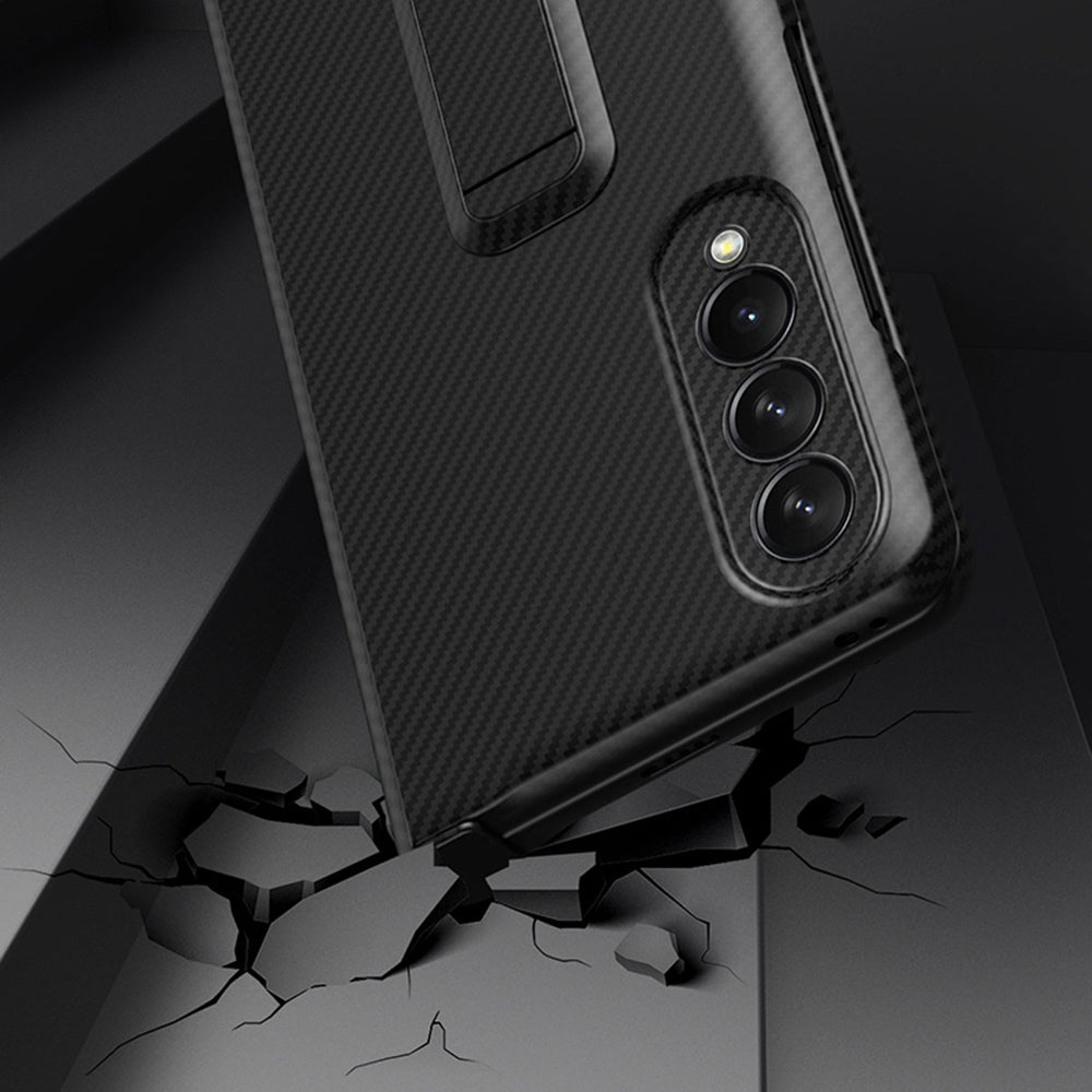 Shockproof Phone Case for Samsung Galaxy Z Fold3 5G Carbon Fiber Texture Protective Cover Scratch Resistant Phone Case