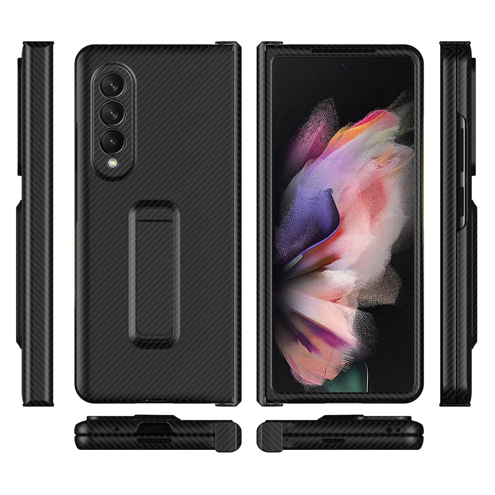 Shockproof Phone Case for Samsung Galaxy Z Fold3 5G Carbon Fiber Texture Protective Cover Scratch Resistant Phone Case