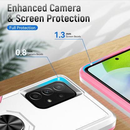 For Samsung Galaxy A52 4G/5G/A52s 5G Defender Series Well-protected PC + TPU Phone Cover Rotary Ring Kickstand Cellphone Case