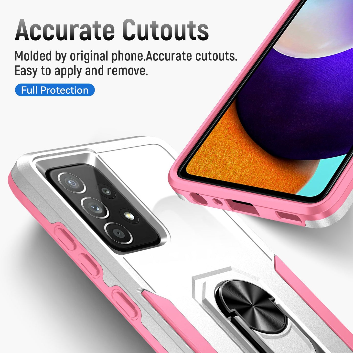 For Samsung Galaxy A52 4G/5G/A52s 5G Defender Series Well-protected PC + TPU Phone Cover Rotary Ring Kickstand Cellphone Case