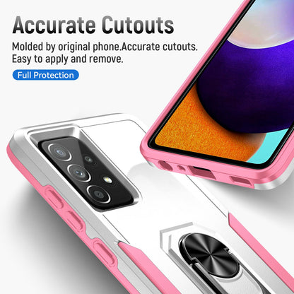 For Samsung Galaxy A52 4G/5G/A52s 5G Defender Series Well-protected PC + TPU Phone Cover Rotary Ring Kickstand Cellphone Case