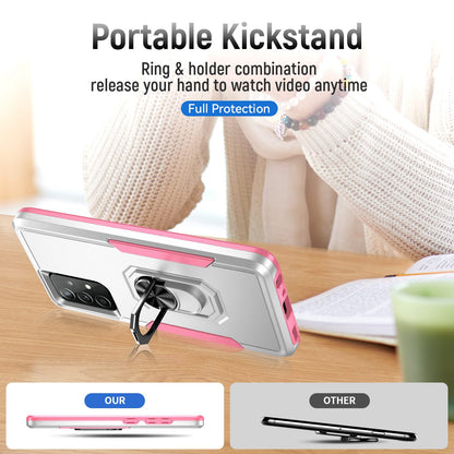 For Samsung Galaxy A52 4G/5G/A52s 5G Defender Series Well-protected PC + TPU Phone Cover Rotary Ring Kickstand Cellphone Case