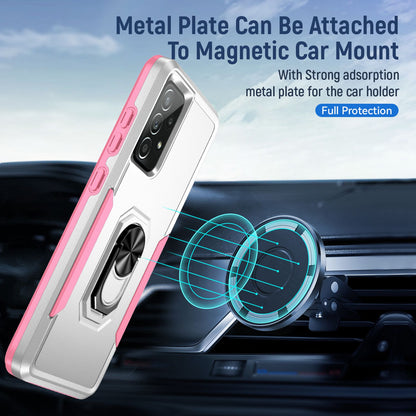 For Samsung Galaxy A52 4G/5G/A52s 5G Defender Series Well-protected PC + TPU Phone Cover Rotary Ring Kickstand Cellphone Case