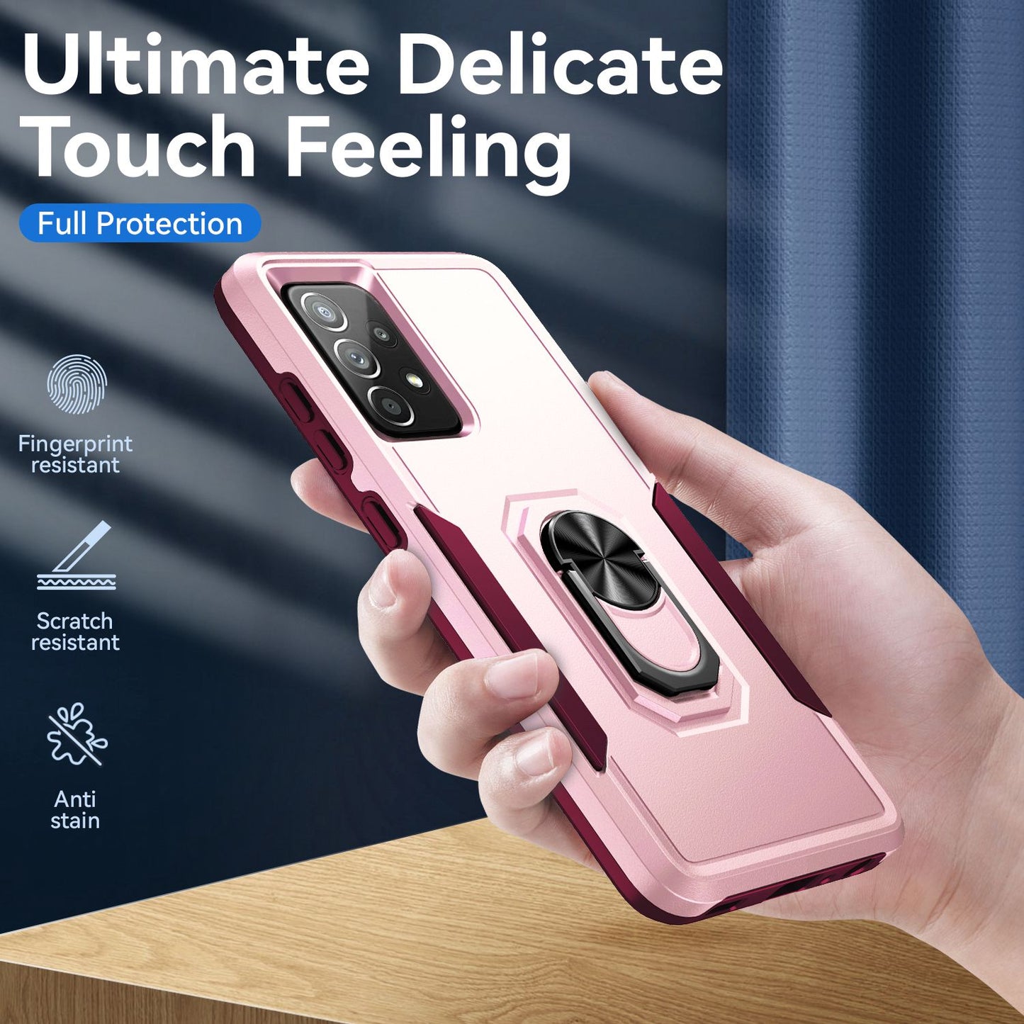 For Samsung Galaxy A52 4G/5G/A52s 5G Defender Series Well-protected PC + TPU Phone Cover Rotary Ring Kickstand Cellphone Case