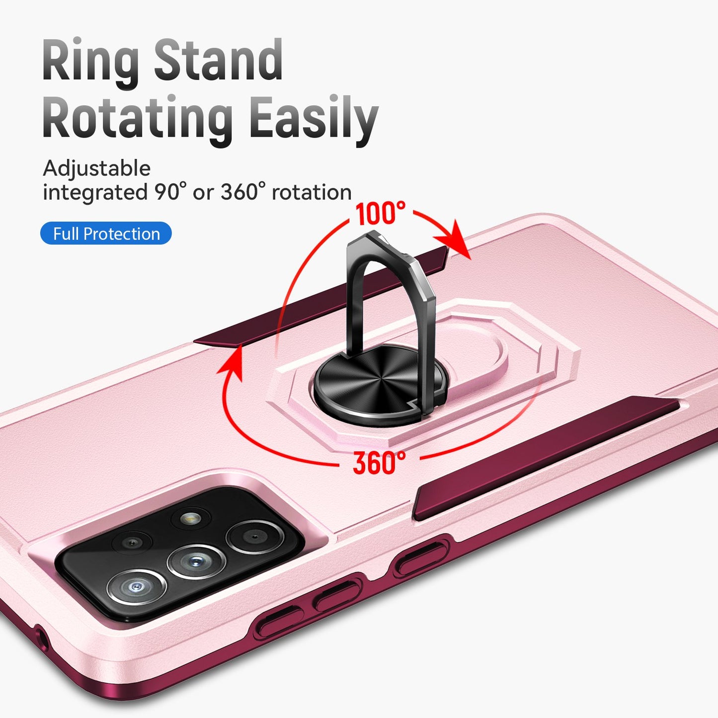 For Samsung Galaxy A52 4G/5G/A52s 5G Defender Series Well-protected PC + TPU Phone Cover Rotary Ring Kickstand Cellphone Case