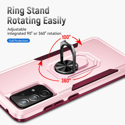 For Samsung Galaxy A52 4G/5G/A52s 5G Defender Series Well-protected PC + TPU Phone Cover Rotary Ring Kickstand Cellphone Case