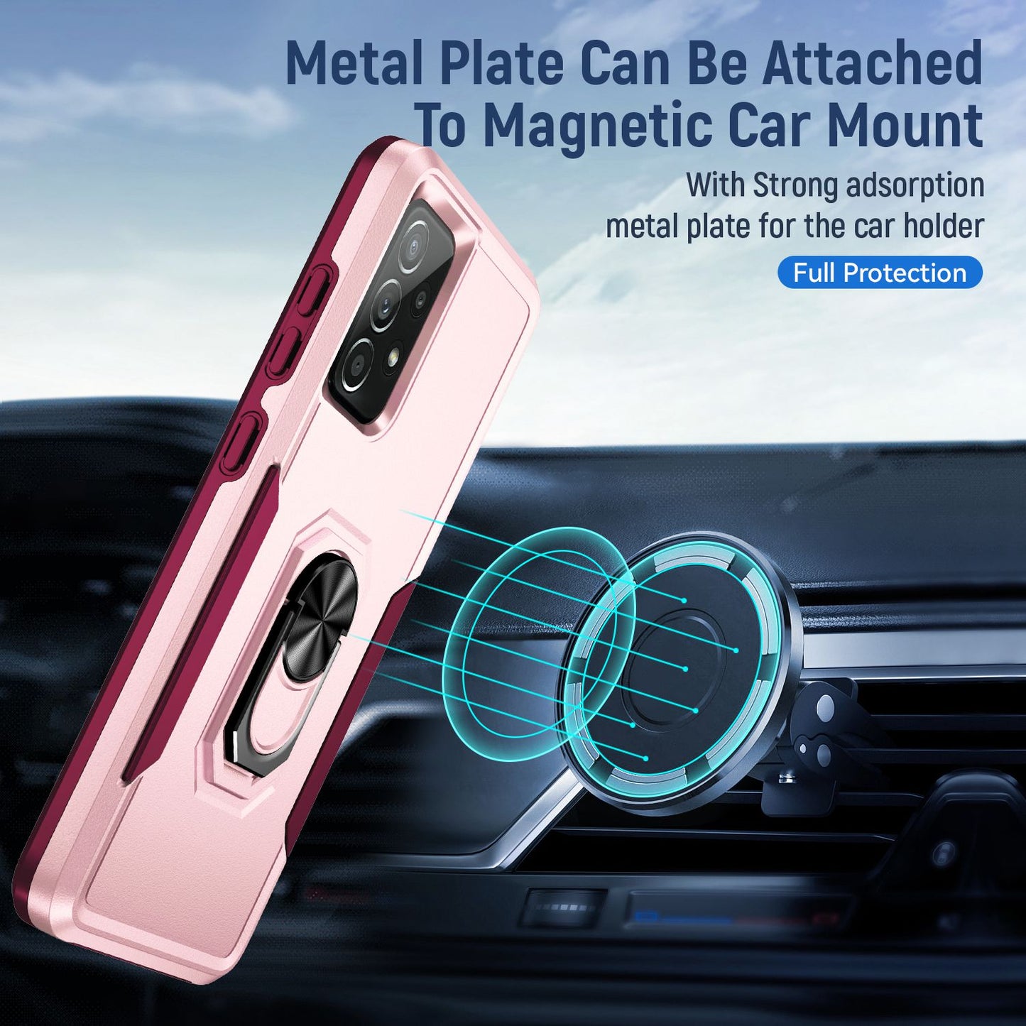 For Samsung Galaxy A52 4G/5G/A52s 5G Defender Series Well-protected PC + TPU Phone Cover Rotary Ring Kickstand Cellphone Case