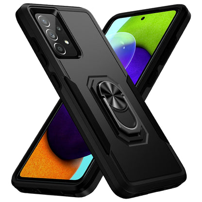 For Samsung Galaxy A52 4G/5G/A52s 5G Defender Series Well-protected PC + TPU Phone Cover Rotary Ring Kickstand Cellphone Case