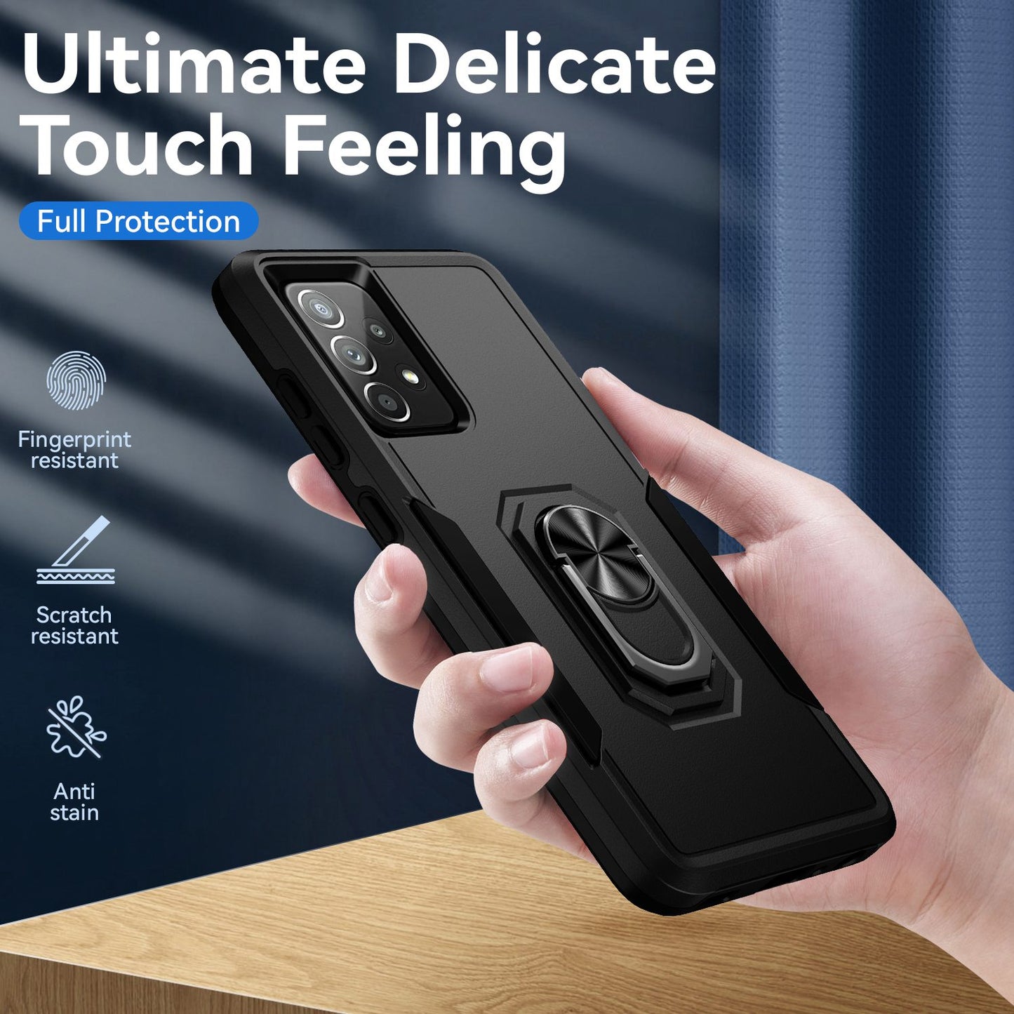 For Samsung Galaxy A52 4G/5G/A52s 5G Defender Series Well-protected PC + TPU Phone Cover Rotary Ring Kickstand Cellphone Case