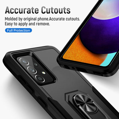 For Samsung Galaxy A52 4G/5G/A52s 5G Defender Series Well-protected PC + TPU Phone Cover Rotary Ring Kickstand Cellphone Case