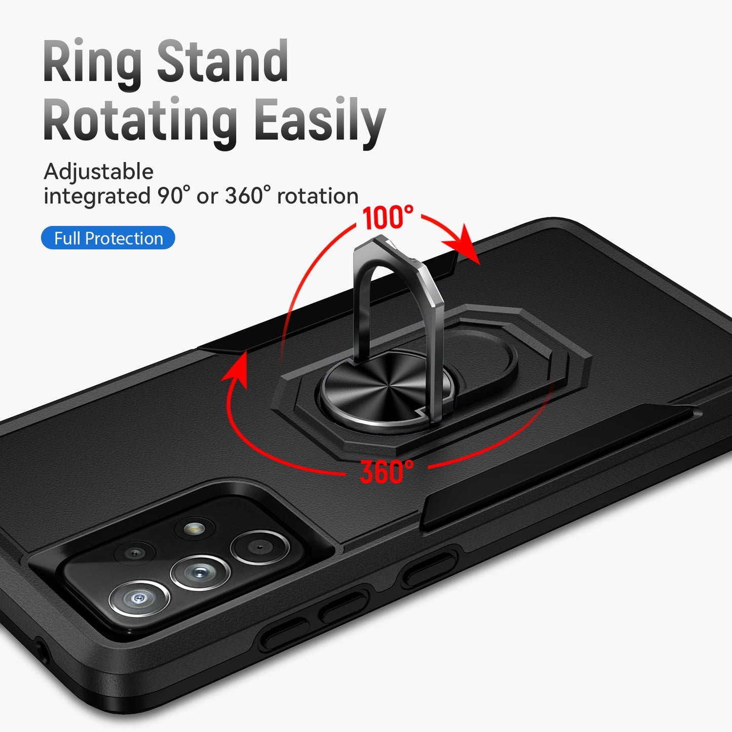 For Samsung Galaxy A52 4G/5G/A52s 5G Defender Series Well-protected PC + TPU Phone Cover Rotary Ring Kickstand Cellphone Case