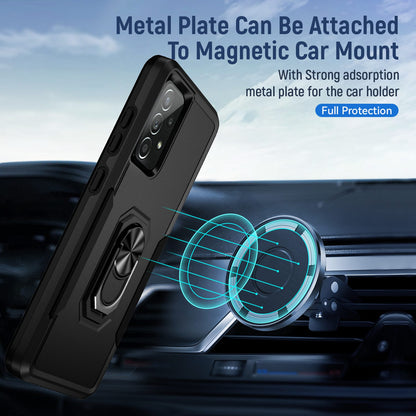 For Samsung Galaxy A52 4G/5G/A52s 5G Defender Series Well-protected PC + TPU Phone Cover Rotary Ring Kickstand Cellphone Case