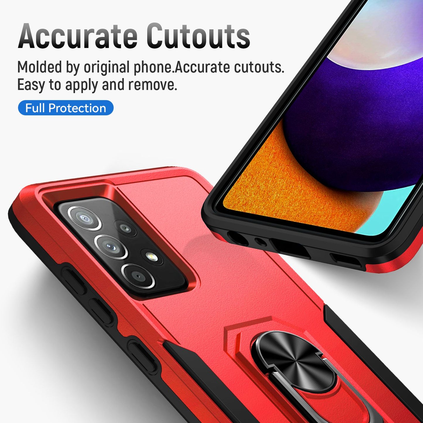 For Samsung Galaxy A52 4G/5G/A52s 5G Defender Series Well-protected PC + TPU Phone Cover Rotary Ring Kickstand Cellphone Case