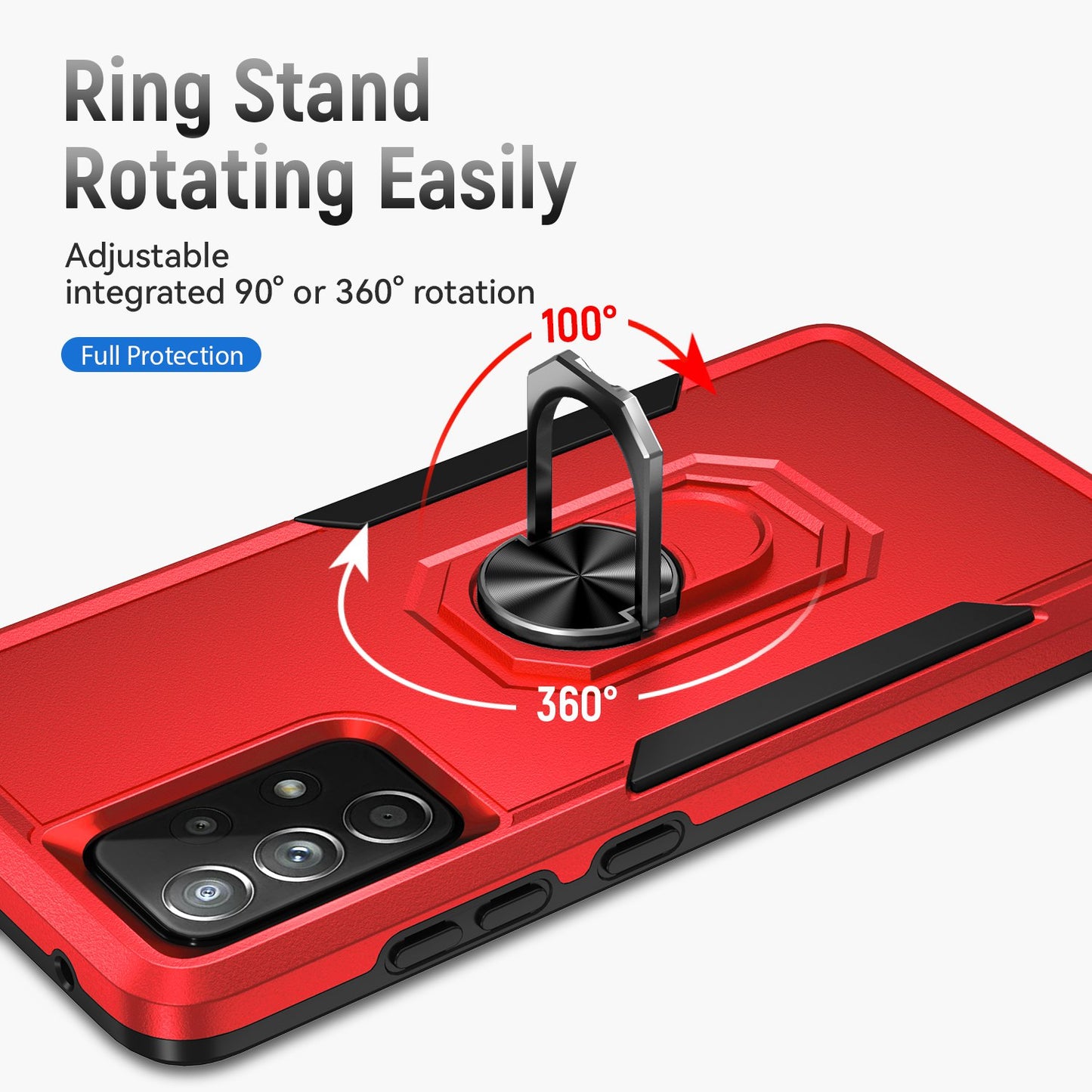 For Samsung Galaxy A52 4G/5G/A52s 5G Defender Series Well-protected PC + TPU Phone Cover Rotary Ring Kickstand Cellphone Case