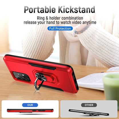 For Samsung Galaxy A52 4G/5G/A52s 5G Defender Series Well-protected PC + TPU Phone Cover Rotary Ring Kickstand Cellphone Case