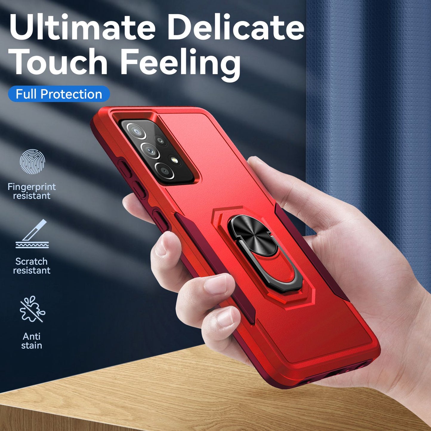 For Samsung Galaxy A52 4G/5G/A52s 5G Defender Series Well-protected PC + TPU Phone Cover Rotary Ring Kickstand Cellphone Case