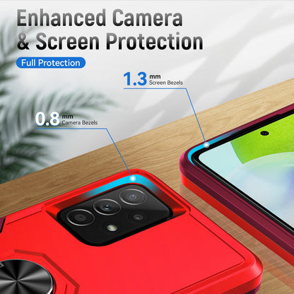 For Samsung Galaxy A52 4G/5G/A52s 5G Defender Series Well-protected PC + TPU Phone Cover Rotary Ring Kickstand Cellphone Case