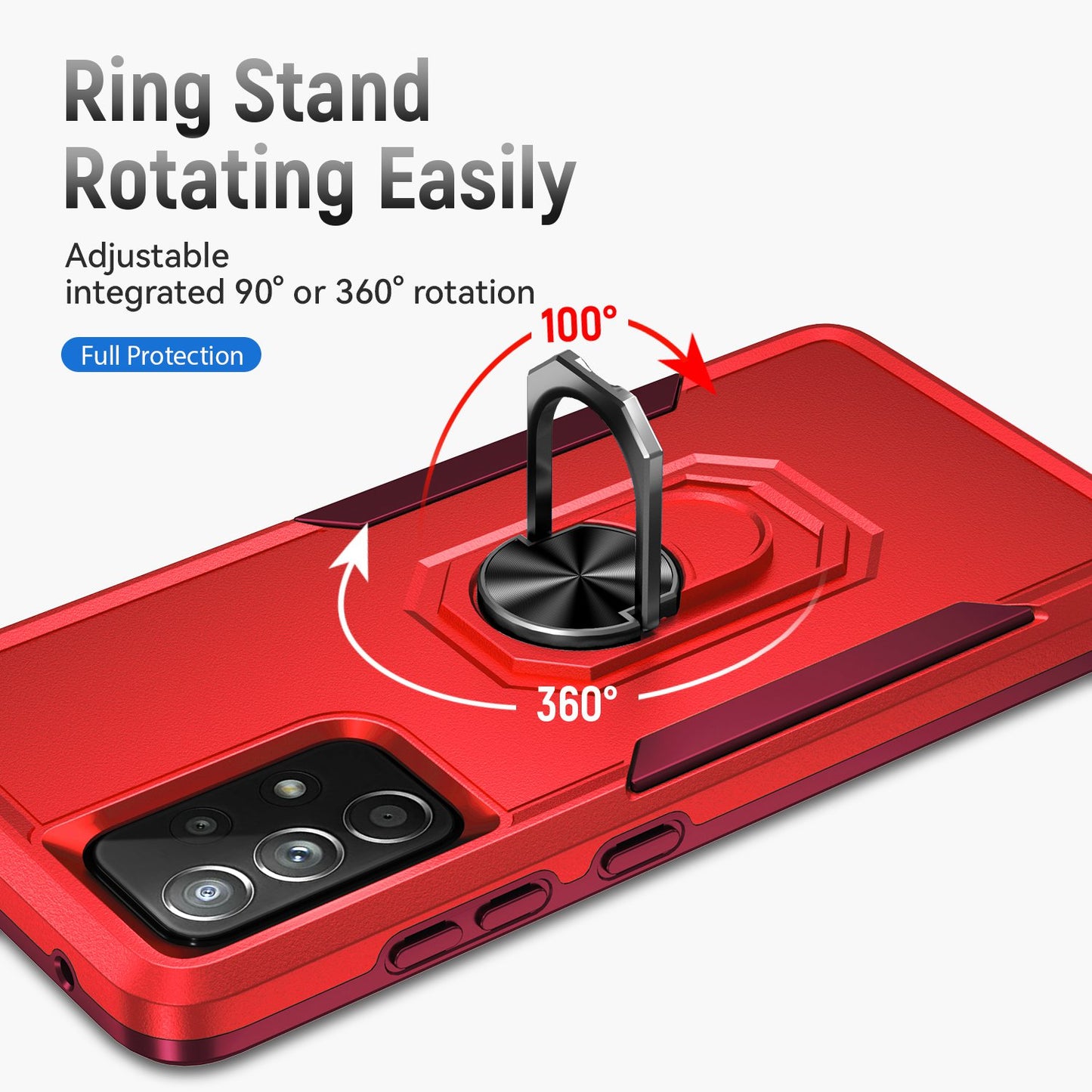 For Samsung Galaxy A52 4G/5G/A52s 5G Defender Series Well-protected PC + TPU Phone Cover Rotary Ring Kickstand Cellphone Case