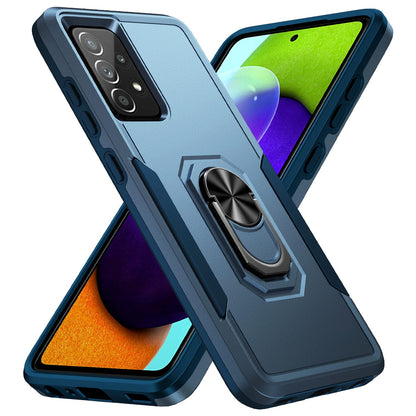 For Samsung Galaxy A52 4G/5G/A52s 5G Defender Series Well-protected PC + TPU Phone Cover Rotary Ring Kickstand Cellphone Case