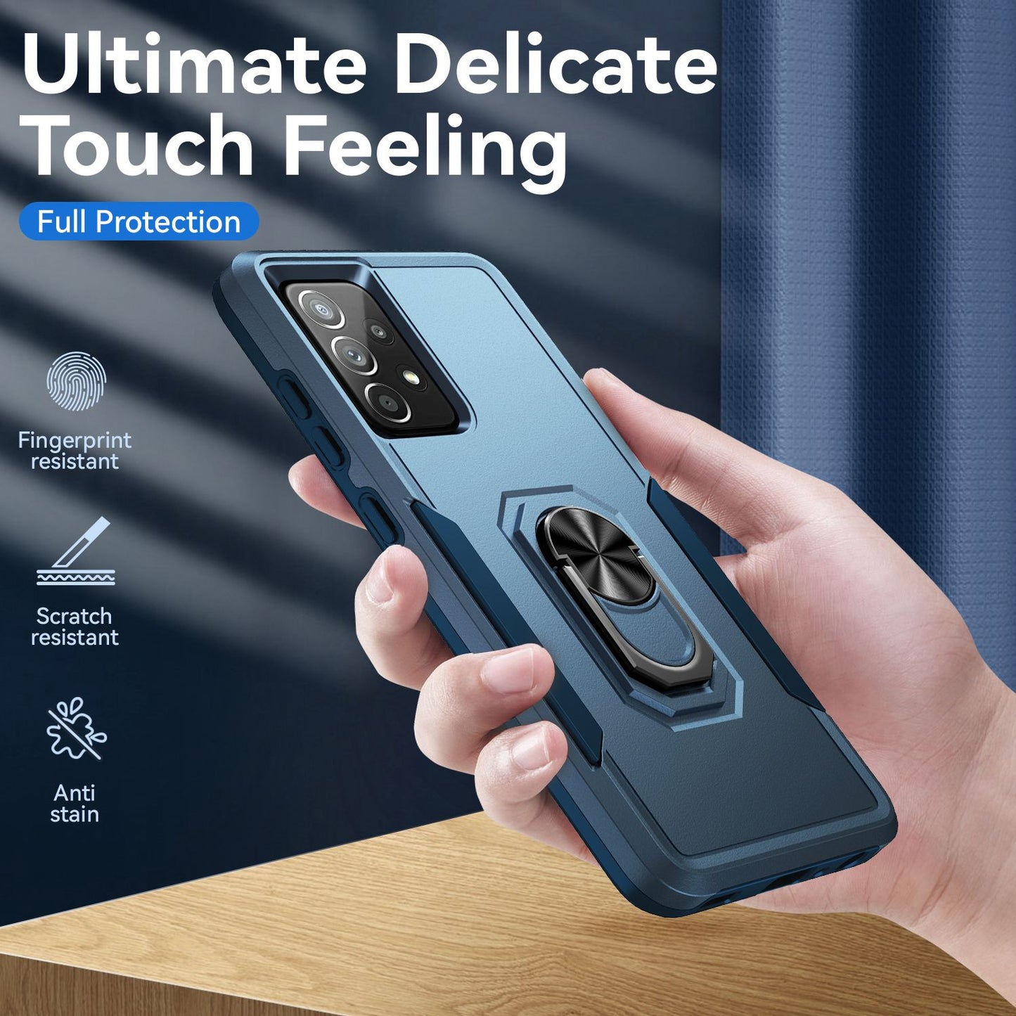 For Samsung Galaxy A52 4G/5G/A52s 5G Defender Series Well-protected PC + TPU Phone Cover Rotary Ring Kickstand Cellphone Case