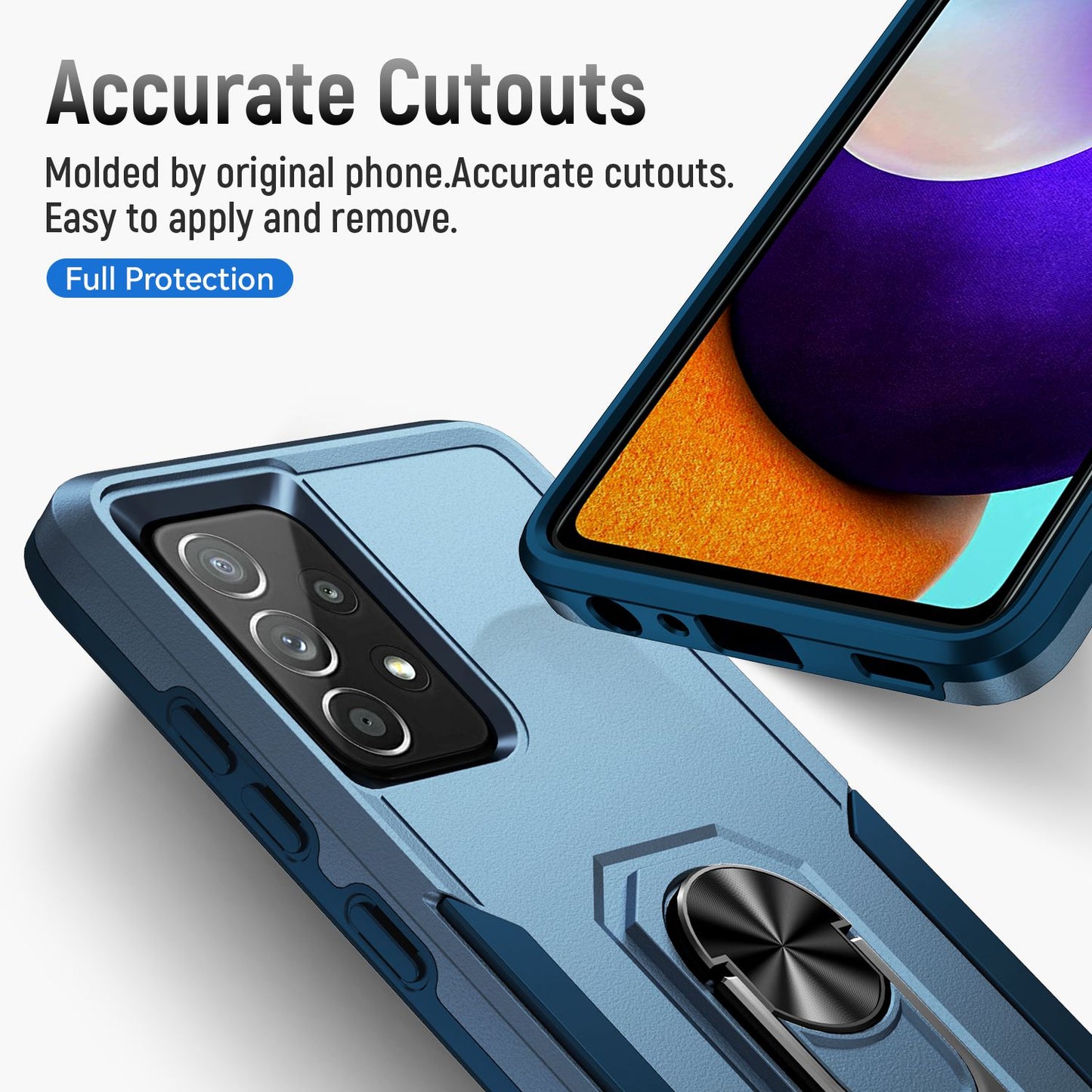 For Samsung Galaxy A52 4G/5G/A52s 5G Defender Series Well-protected PC + TPU Phone Cover Rotary Ring Kickstand Cellphone Case
