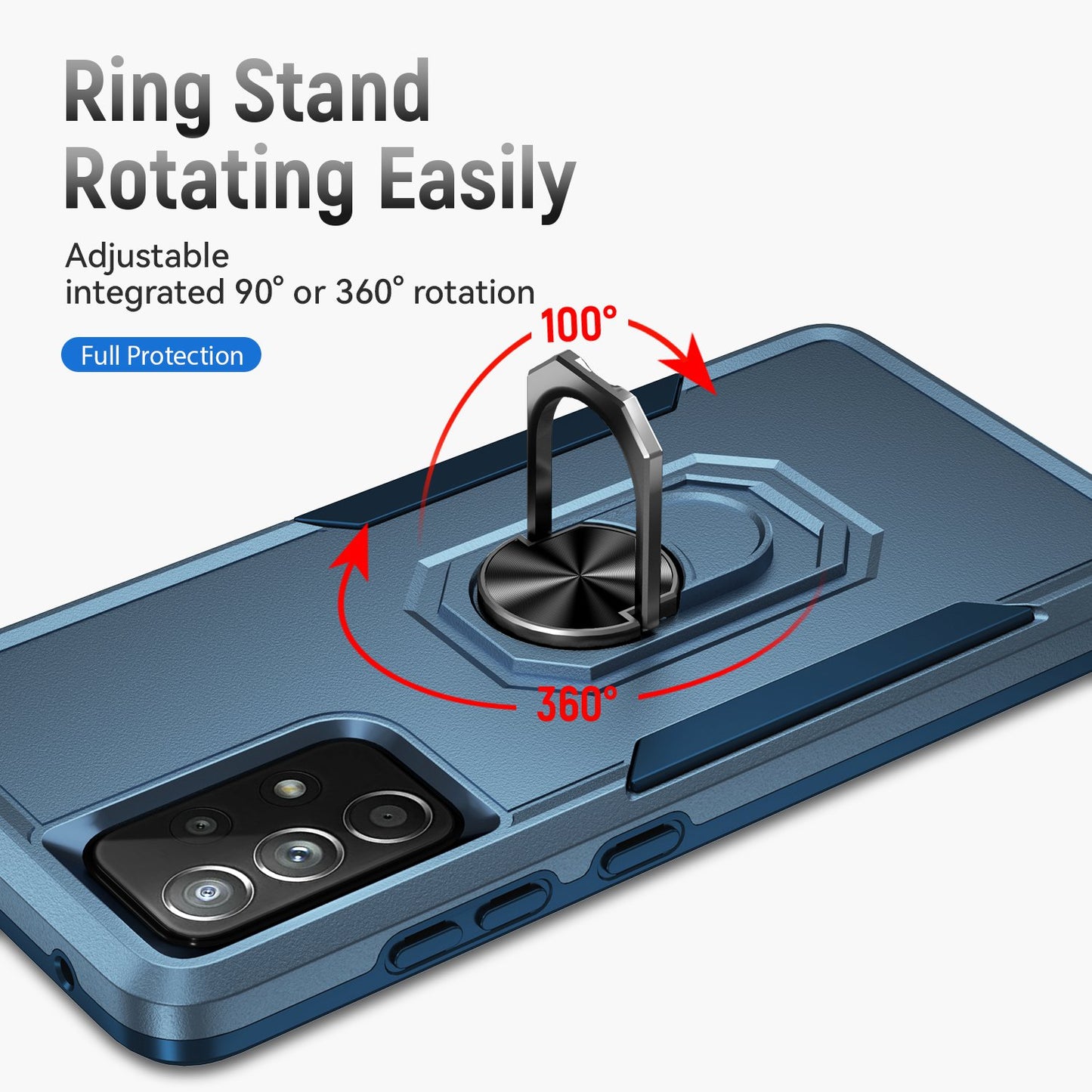 For Samsung Galaxy A52 4G/5G/A52s 5G Defender Series Well-protected PC + TPU Phone Cover Rotary Ring Kickstand Cellphone Case