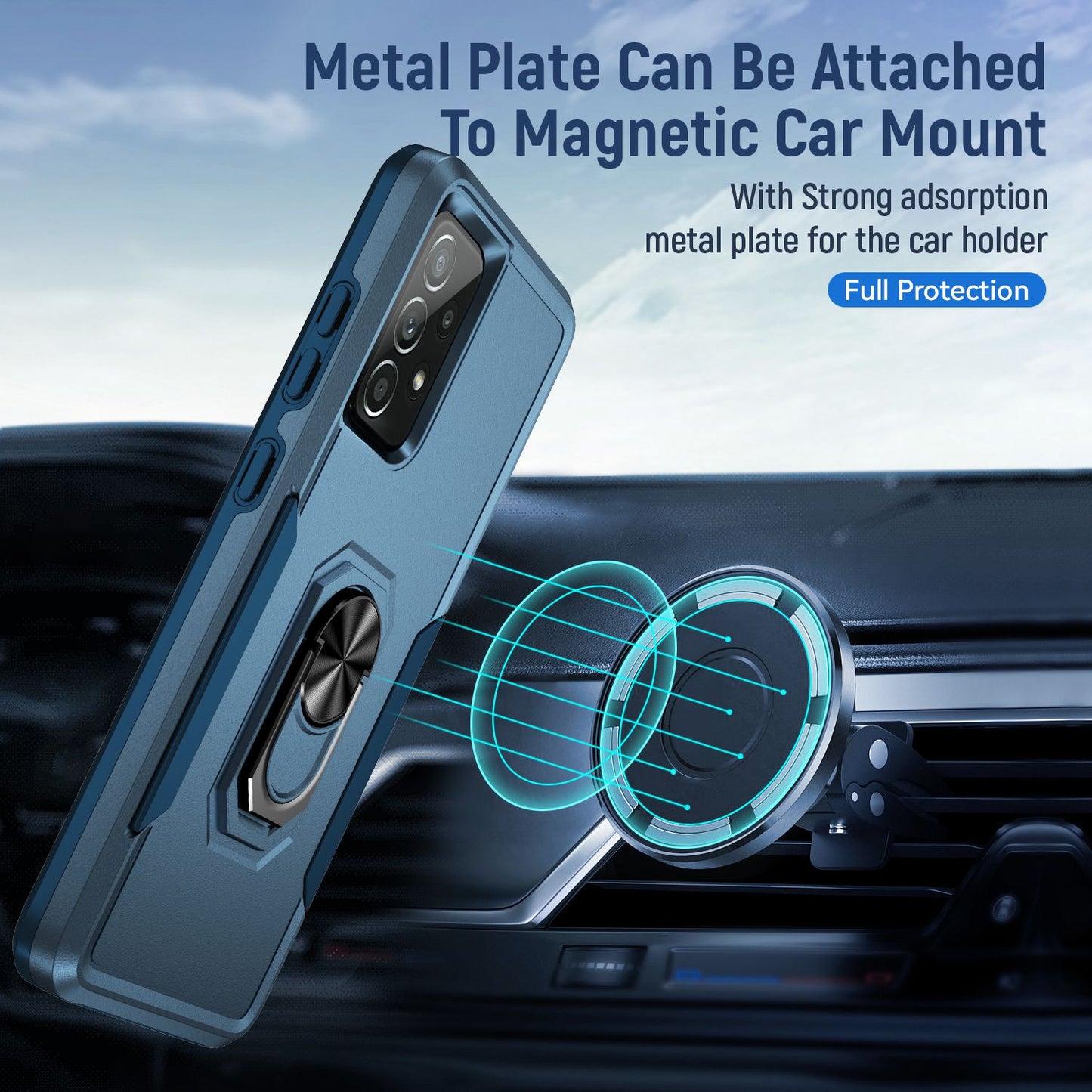 For Samsung Galaxy A52 4G/5G/A52s 5G Defender Series Well-protected PC + TPU Phone Cover Rotary Ring Kickstand Cellphone Case