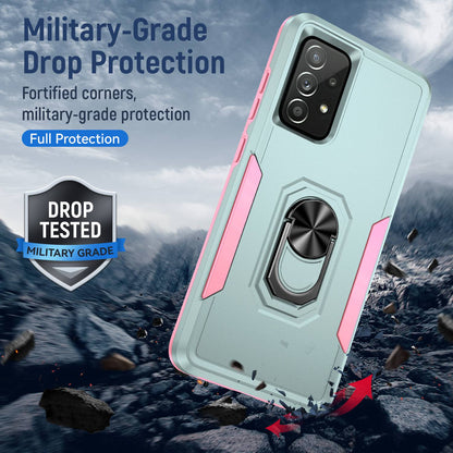 For Samsung Galaxy A52 4G/5G/A52s 5G Defender Series Well-protected PC + TPU Phone Cover Rotary Ring Kickstand Cellphone Case