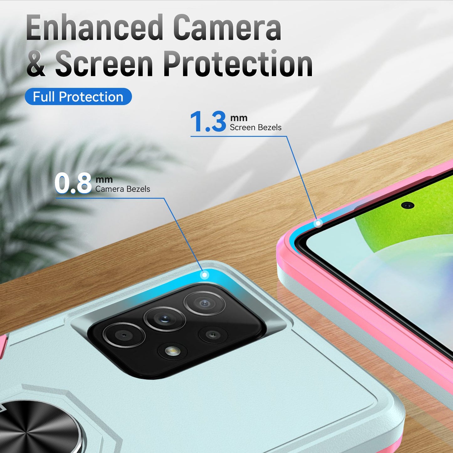 For Samsung Galaxy A52 4G/5G/A52s 5G Defender Series Well-protected PC + TPU Phone Cover Rotary Ring Kickstand Cellphone Case