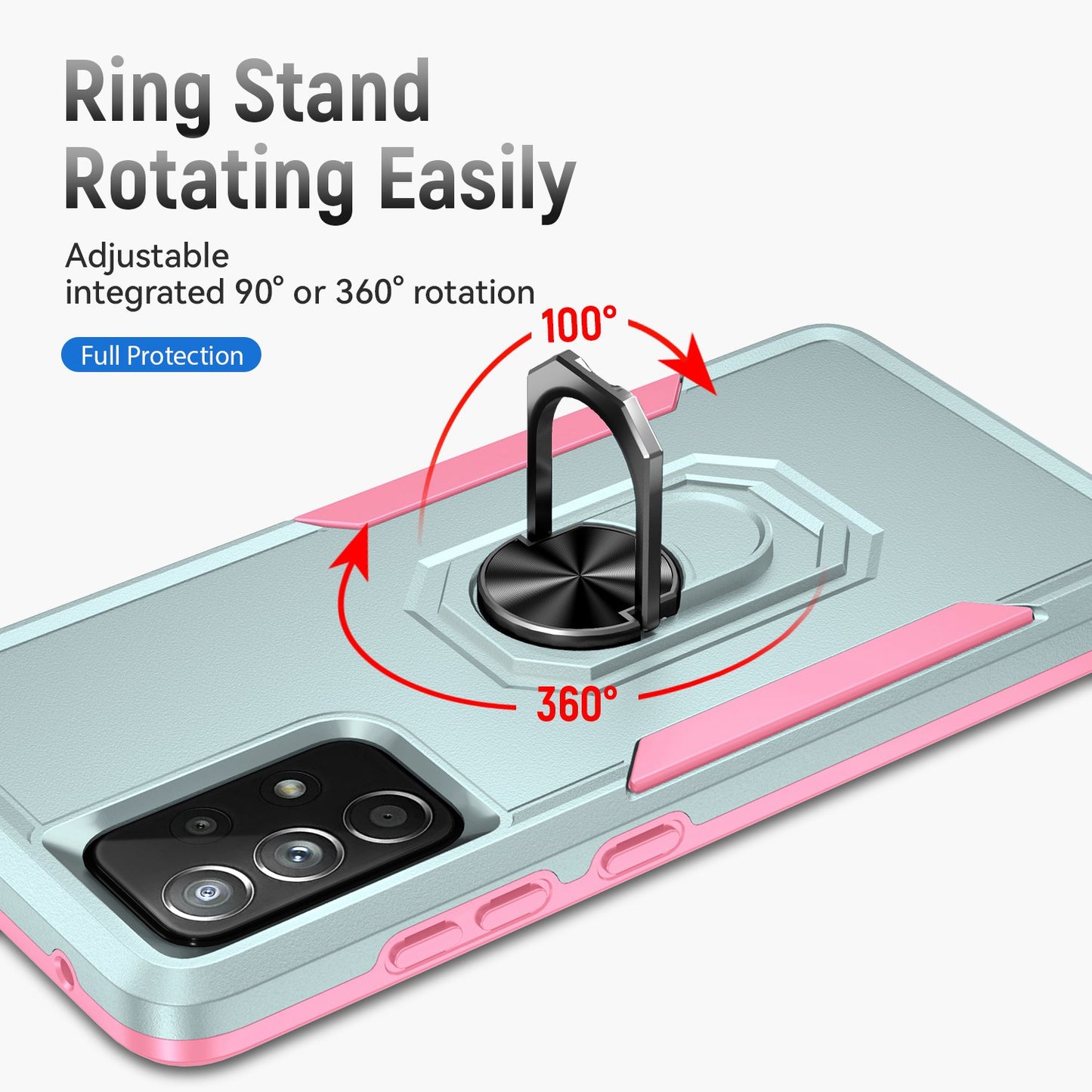 For Samsung Galaxy A52 4G/5G/A52s 5G Defender Series Well-protected PC + TPU Phone Cover Rotary Ring Kickstand Cellphone Case