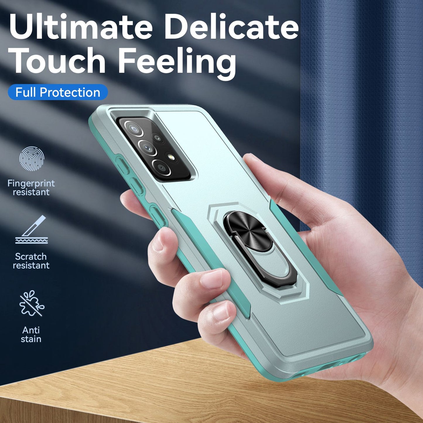 For Samsung Galaxy A52 4G/5G/A52s 5G Defender Series Well-protected PC + TPU Phone Cover Rotary Ring Kickstand Cellphone Case