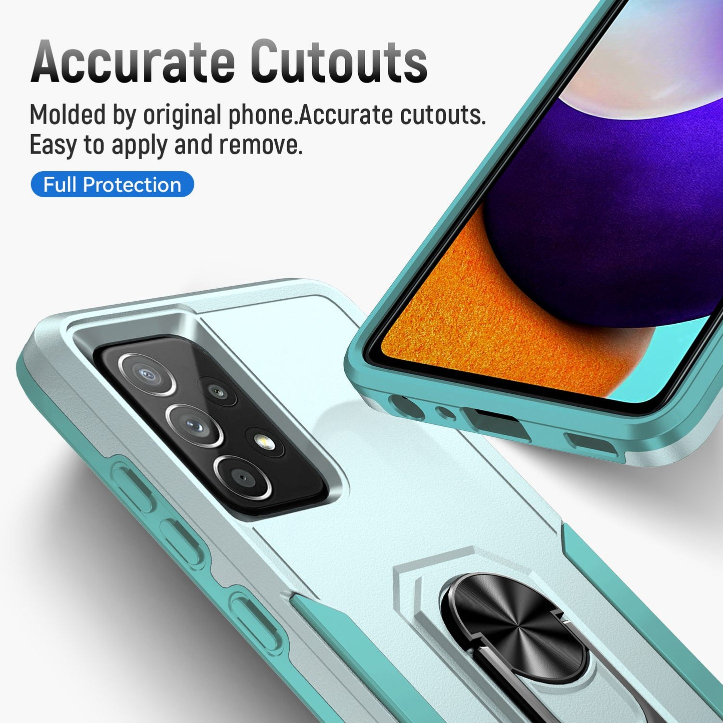 For Samsung Galaxy A52 4G/5G/A52s 5G Defender Series Well-protected PC + TPU Phone Cover Rotary Ring Kickstand Cellphone Case