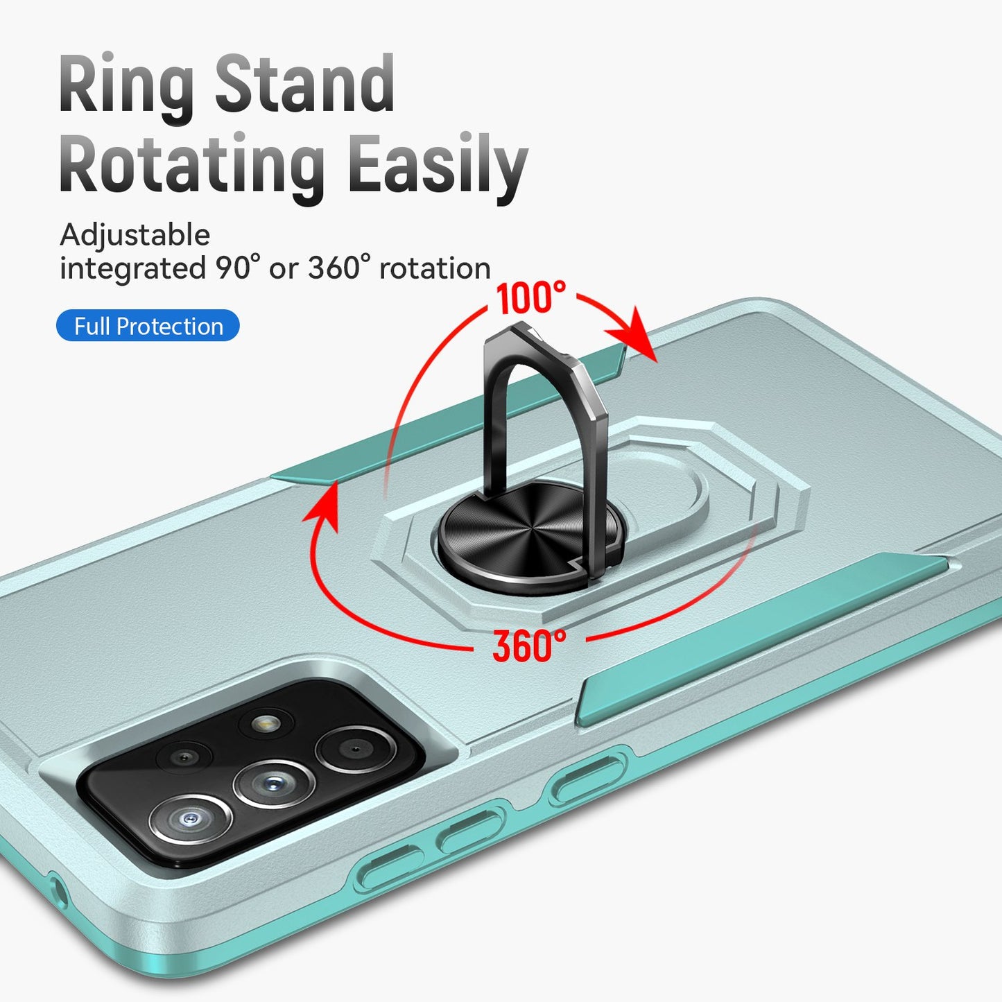 For Samsung Galaxy A52 4G/5G/A52s 5G Defender Series Well-protected PC + TPU Phone Cover Rotary Ring Kickstand Cellphone Case