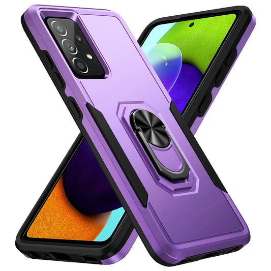 For Samsung Galaxy A52 4G/5G/A52s 5G Defender Series Well-protected PC + TPU Phone Cover Rotary Ring Kickstand Cellphone Case