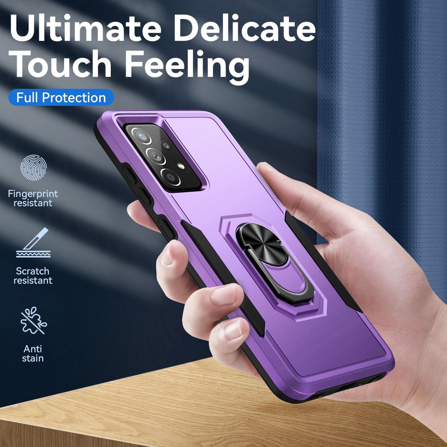 For Samsung Galaxy A52 4G/5G/A52s 5G Defender Series Well-protected PC + TPU Phone Cover Rotary Ring Kickstand Cellphone Case