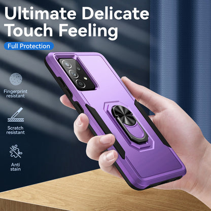 For Samsung Galaxy A52 4G/5G/A52s 5G Defender Series Well-protected PC + TPU Phone Cover Rotary Ring Kickstand Cellphone Case