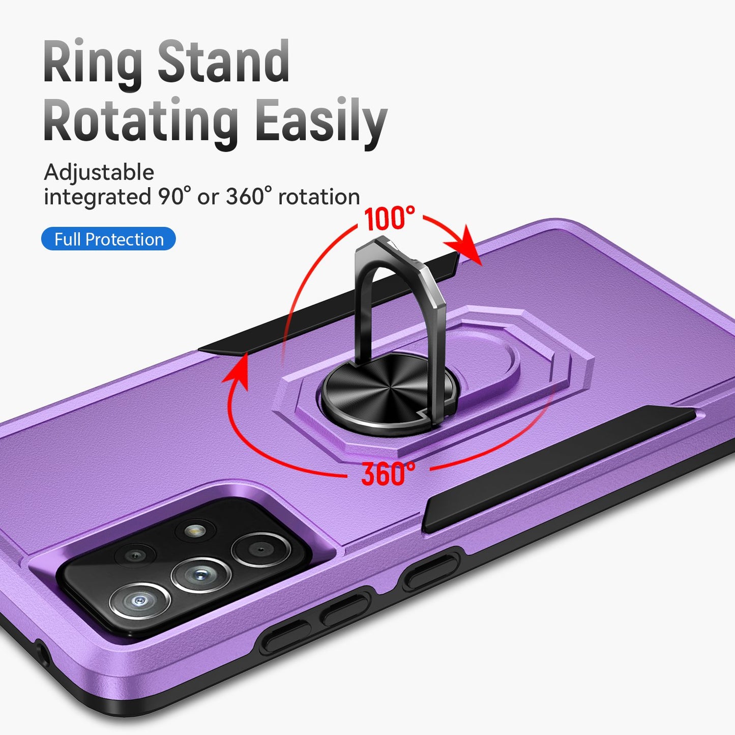 For Samsung Galaxy A52 4G/5G/A52s 5G Defender Series Well-protected PC + TPU Phone Cover Rotary Ring Kickstand Cellphone Case