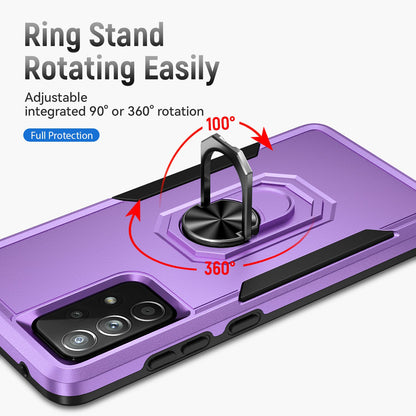 For Samsung Galaxy A52 4G/5G/A52s 5G Defender Series Well-protected PC + TPU Phone Cover Rotary Ring Kickstand Cellphone Case